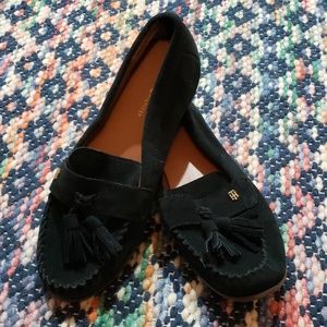 Tommy hilfiger black suede tassle driving shoe